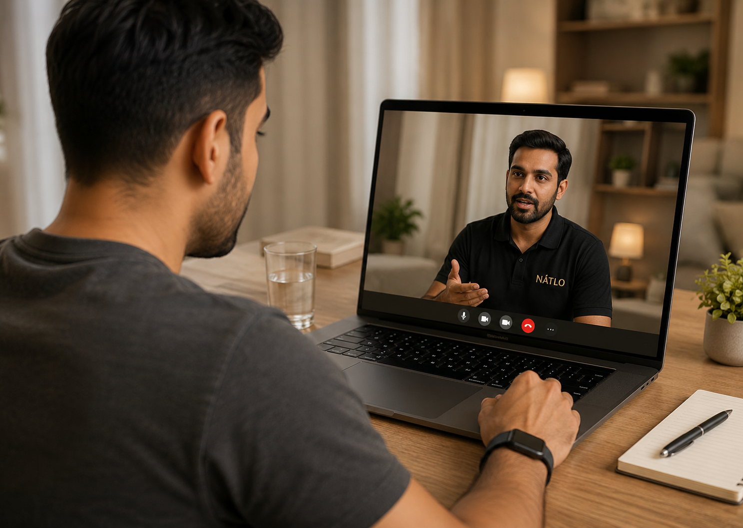 Man on video consultation with Natlo hair expert