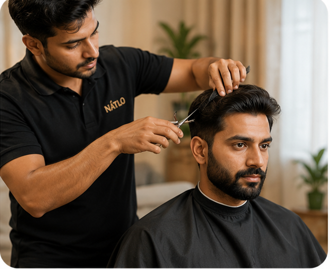 Groomed man for at-home styling service
